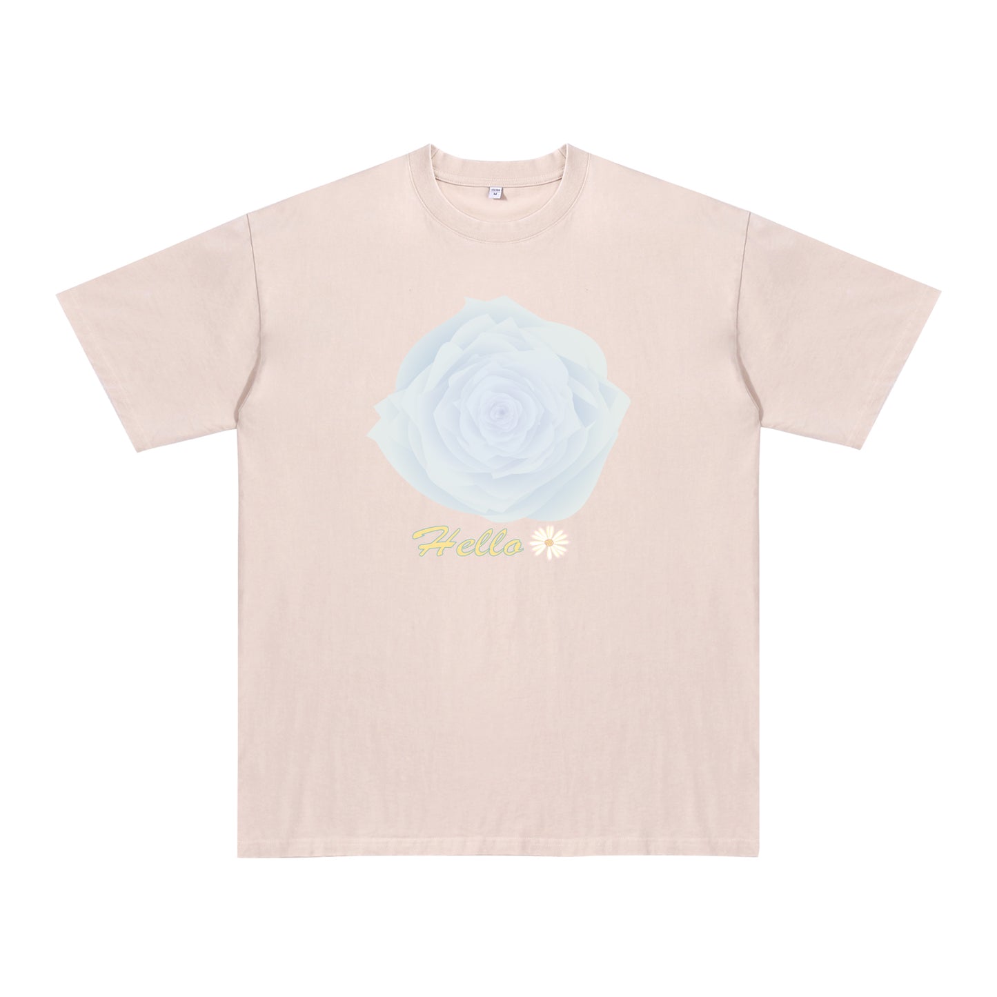 Detail view of blue t恤 featuring Blue Whisper Rose Vintage Tee - 展示4
