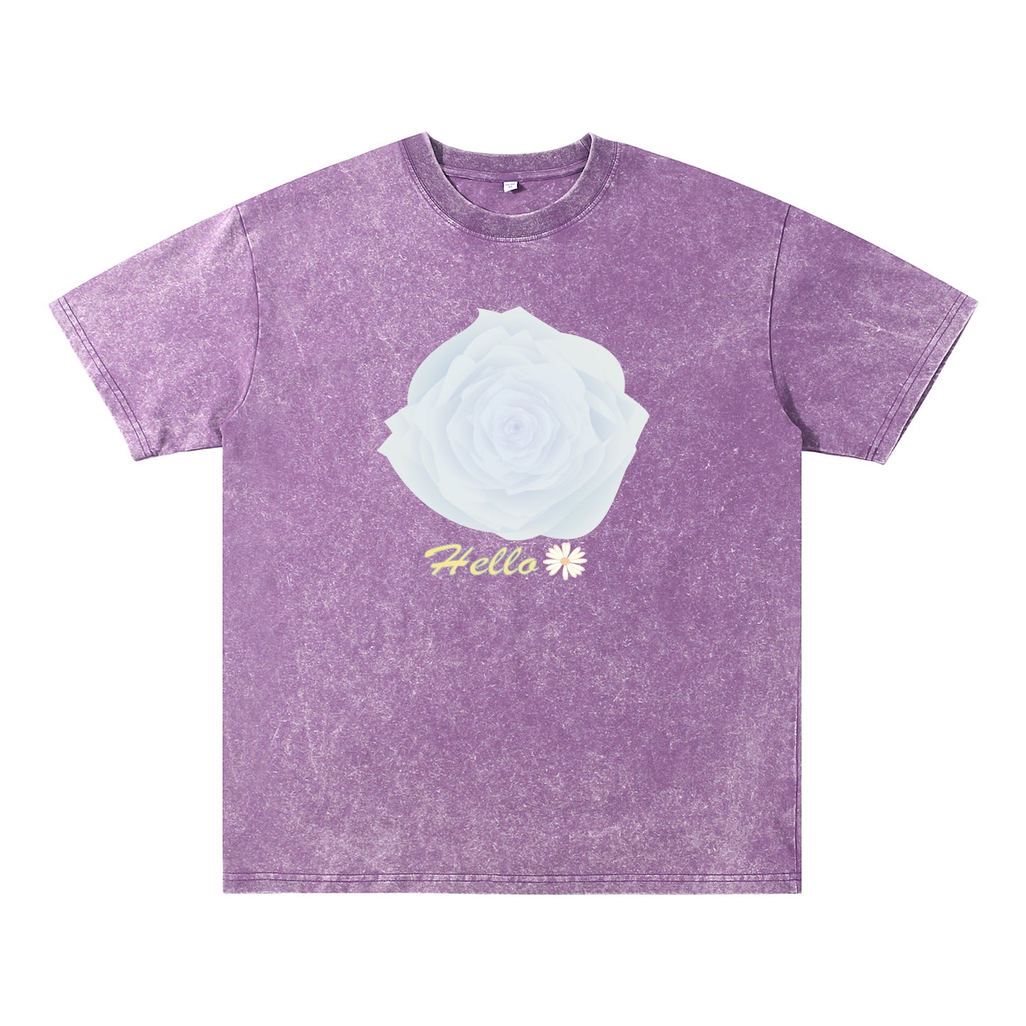 Detail view of blue t恤 featuring Blue Whisper Rose Vintage Tee - 展示6