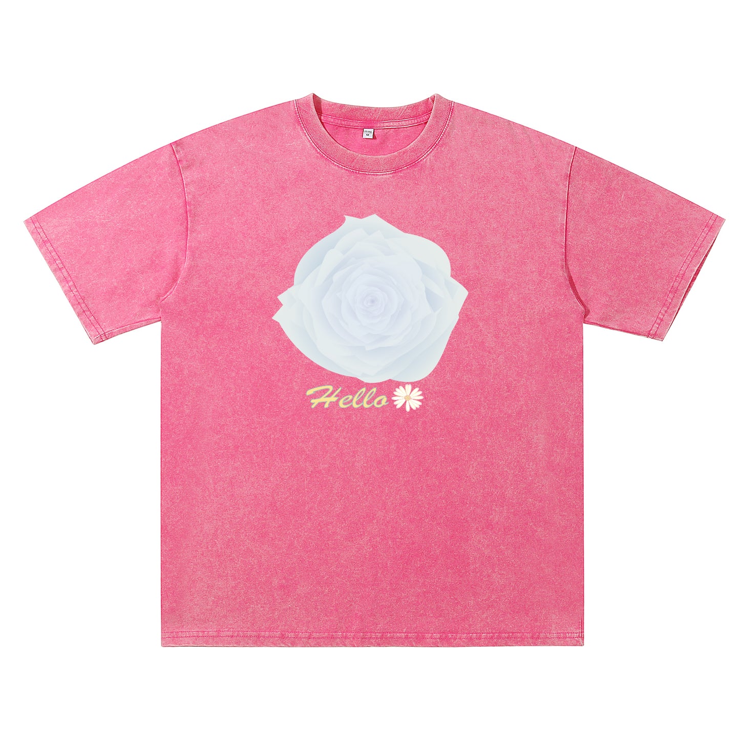 Front view of blue t恤 featuring Blue Whisper Rose Vintage Tee - 展示3
