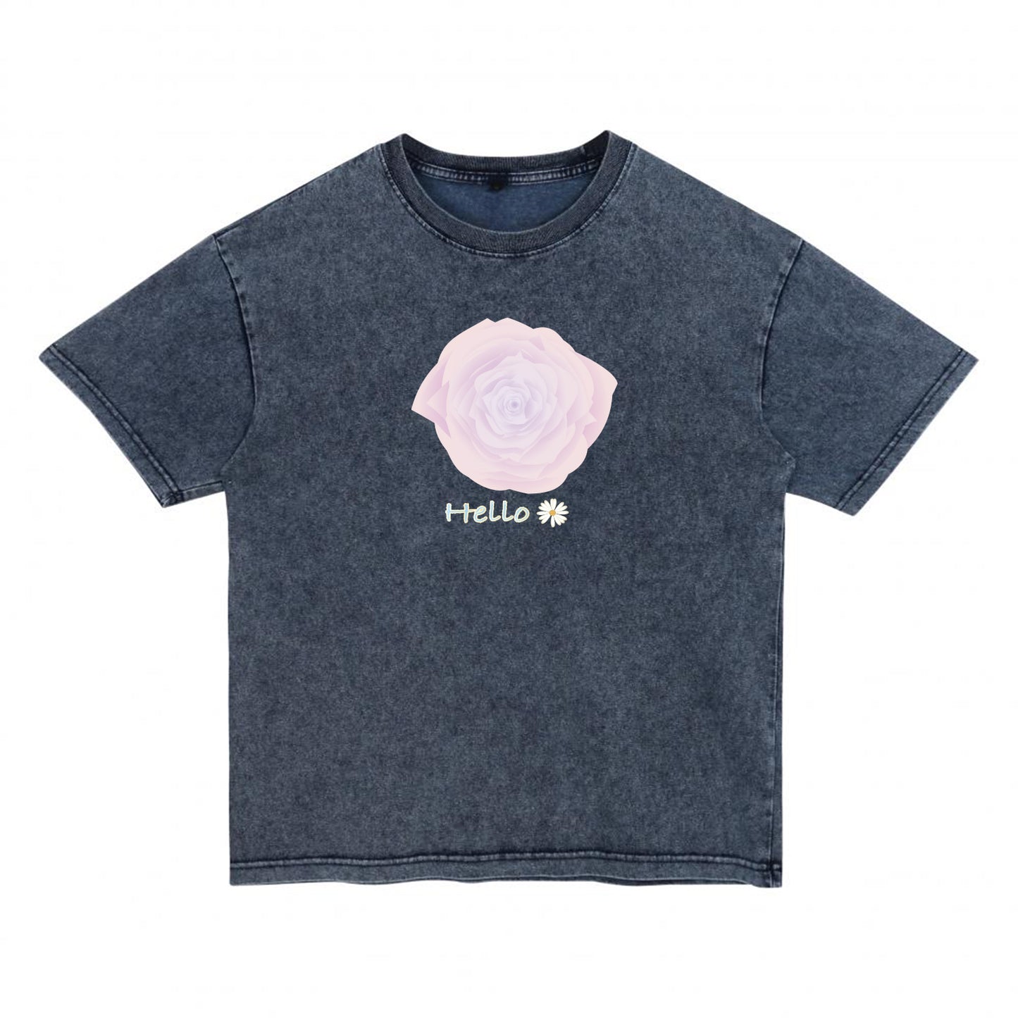 Alternate angle of gray t恤 featuring Blush Whisper Rose Denim Washed Tee