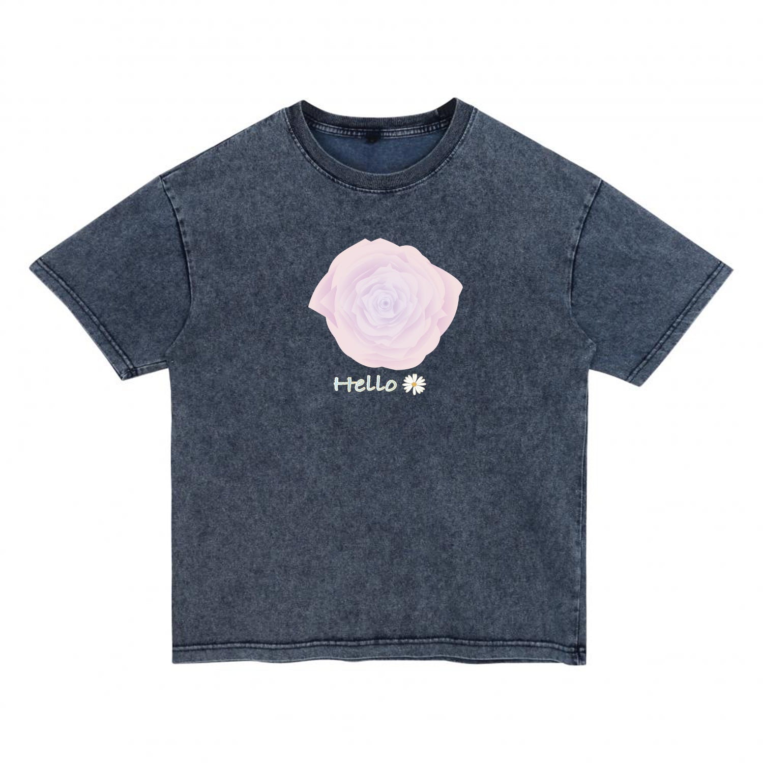Alternate angle of gray t恤 featuring Blush Whisper Rose Denim Washed Tee