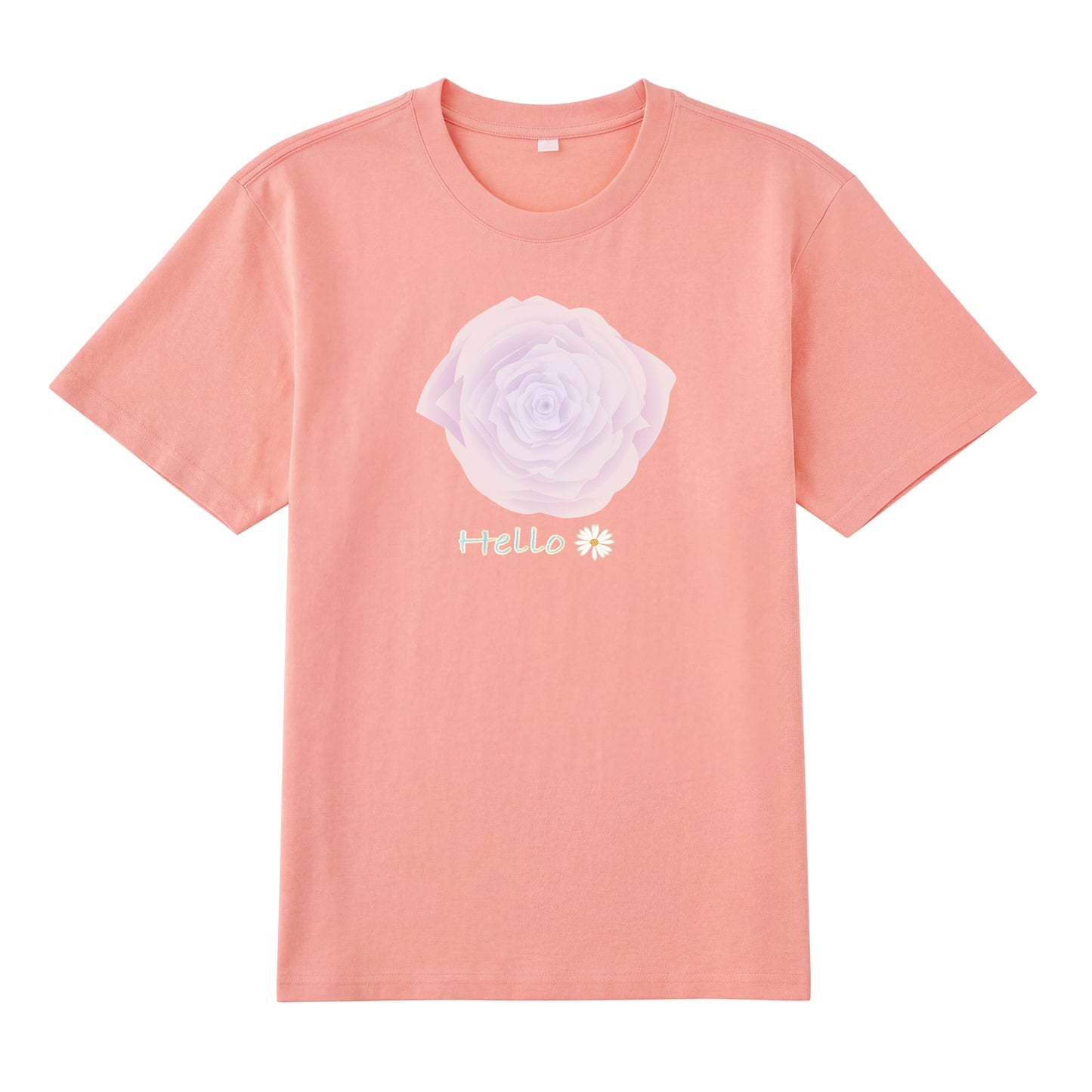 Detail view of pink t恤 featuring Blush Whisper Rose Staple Tee