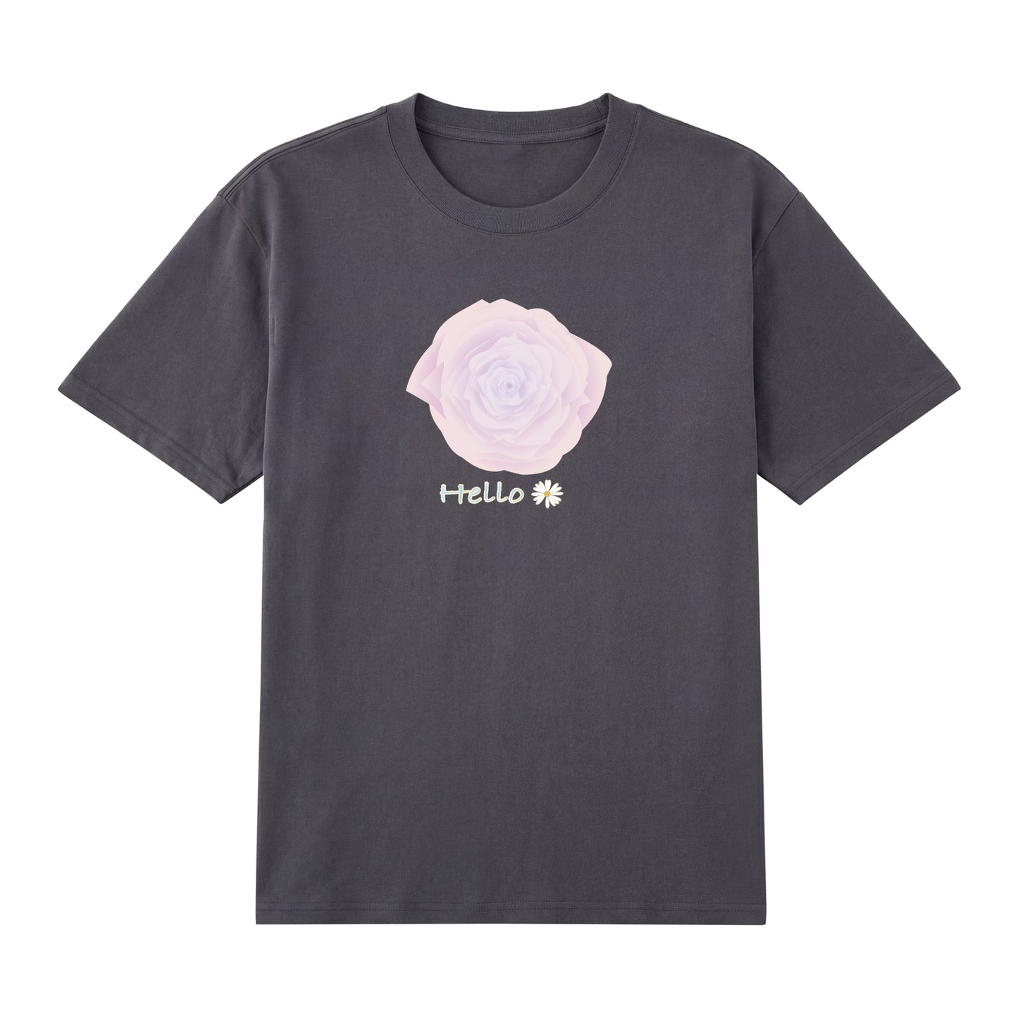Alternate angle of gray t恤 featuring Blush Whisper Rose Staple Tee