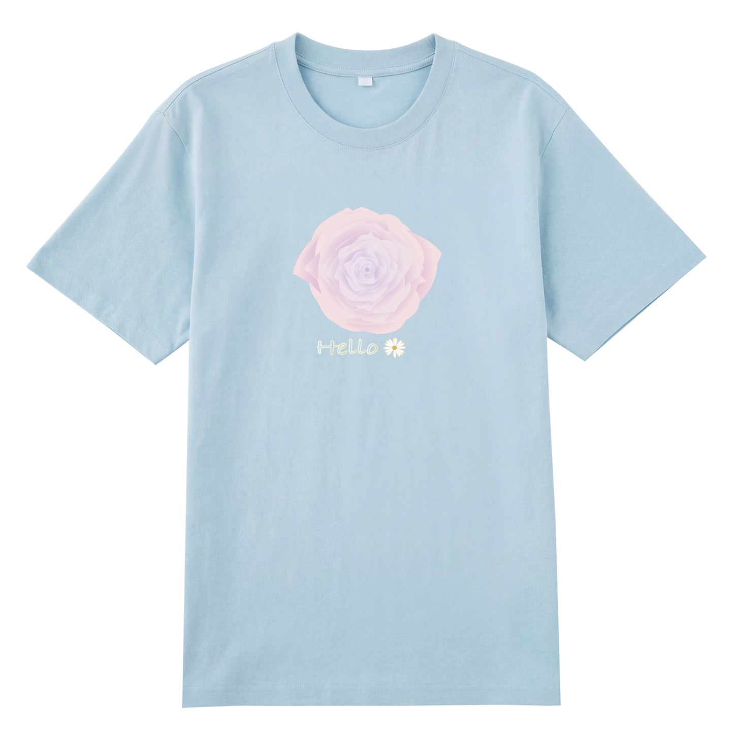 Alternate angle of blue t恤 featuring Blush Whisper Rose Staple Tee
