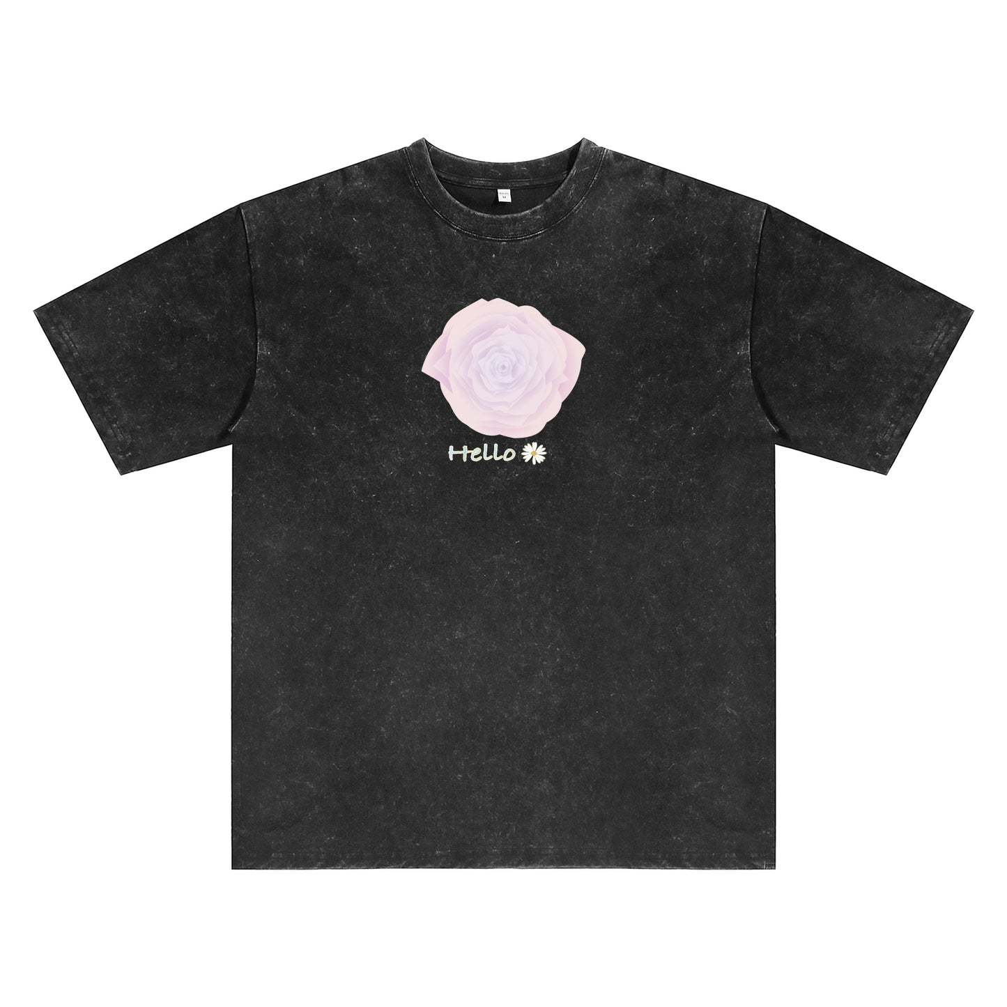 Alternate angle of black t恤 featuring Blush Whisper Rose Vintage Tee
