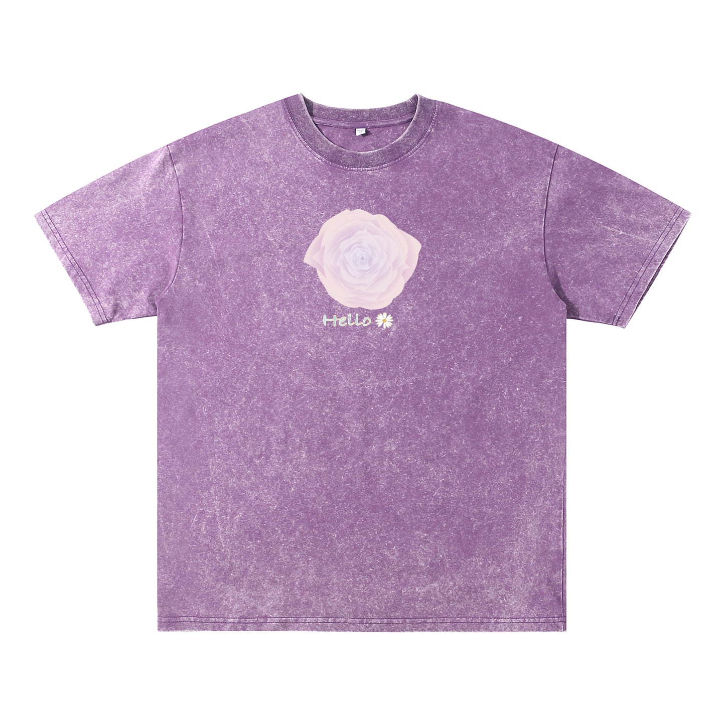 Detail view of purple t恤 featuring Blush Whisper Rose Vintage Tee
