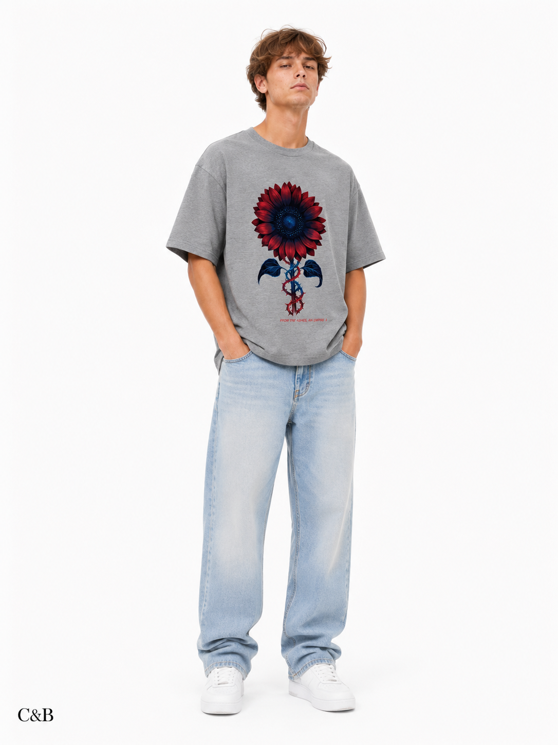 Black Swan Sunflower Abstract Floral Serpentine Graphic T-Shirt ChromaBrite Clothing - 展示10