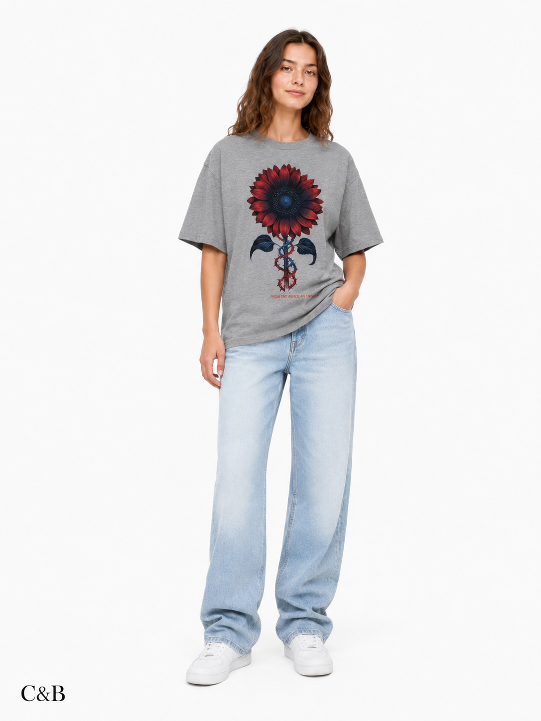 Black Swan Sunflower Abstract Floral Serpentine Graphic T-Shirt ChromaBrite Clothing - 展示11