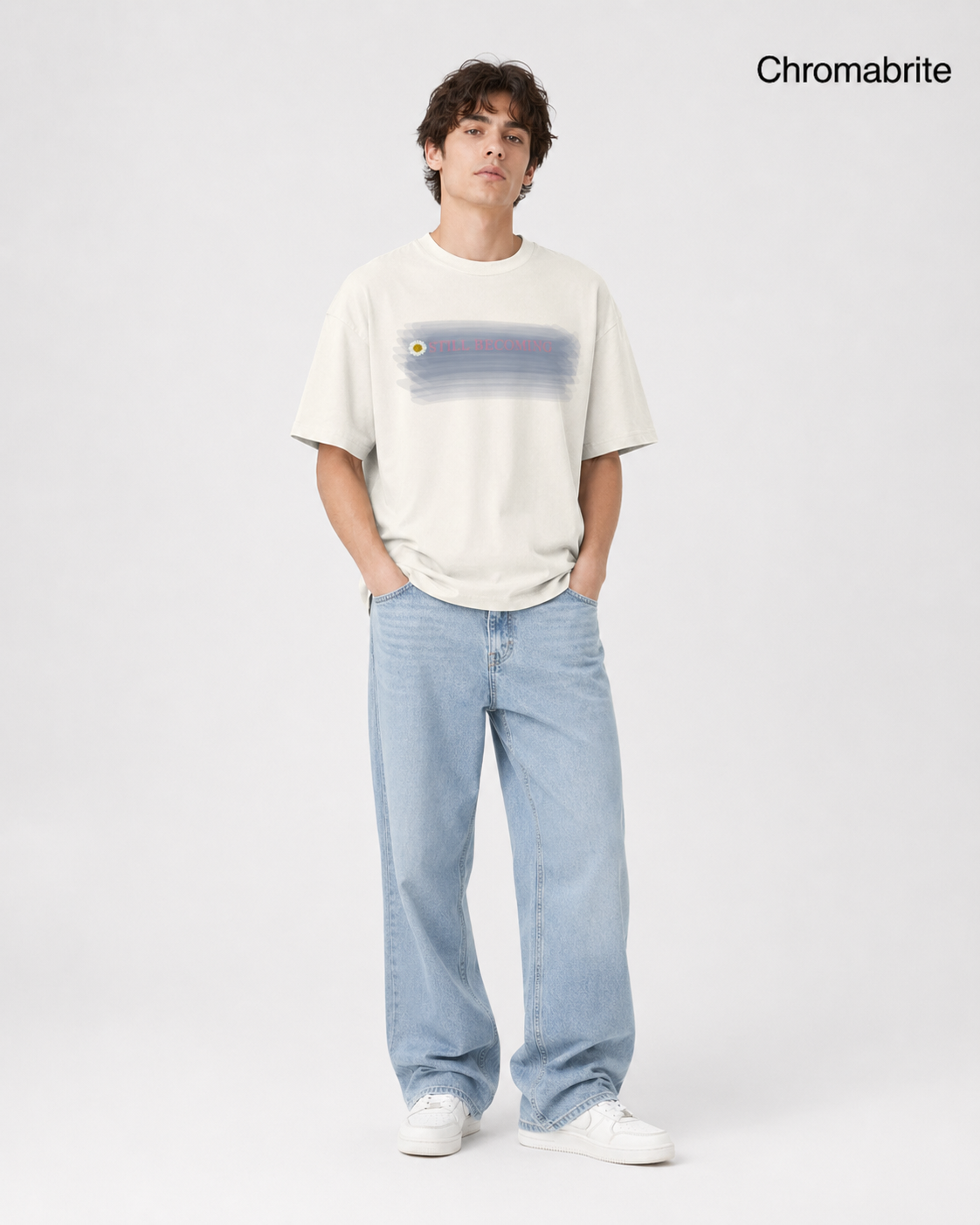 The 'Still Becoming' Brushed Cotton Tee in Cream Vibe ChromaBrite Clothing - 展示6