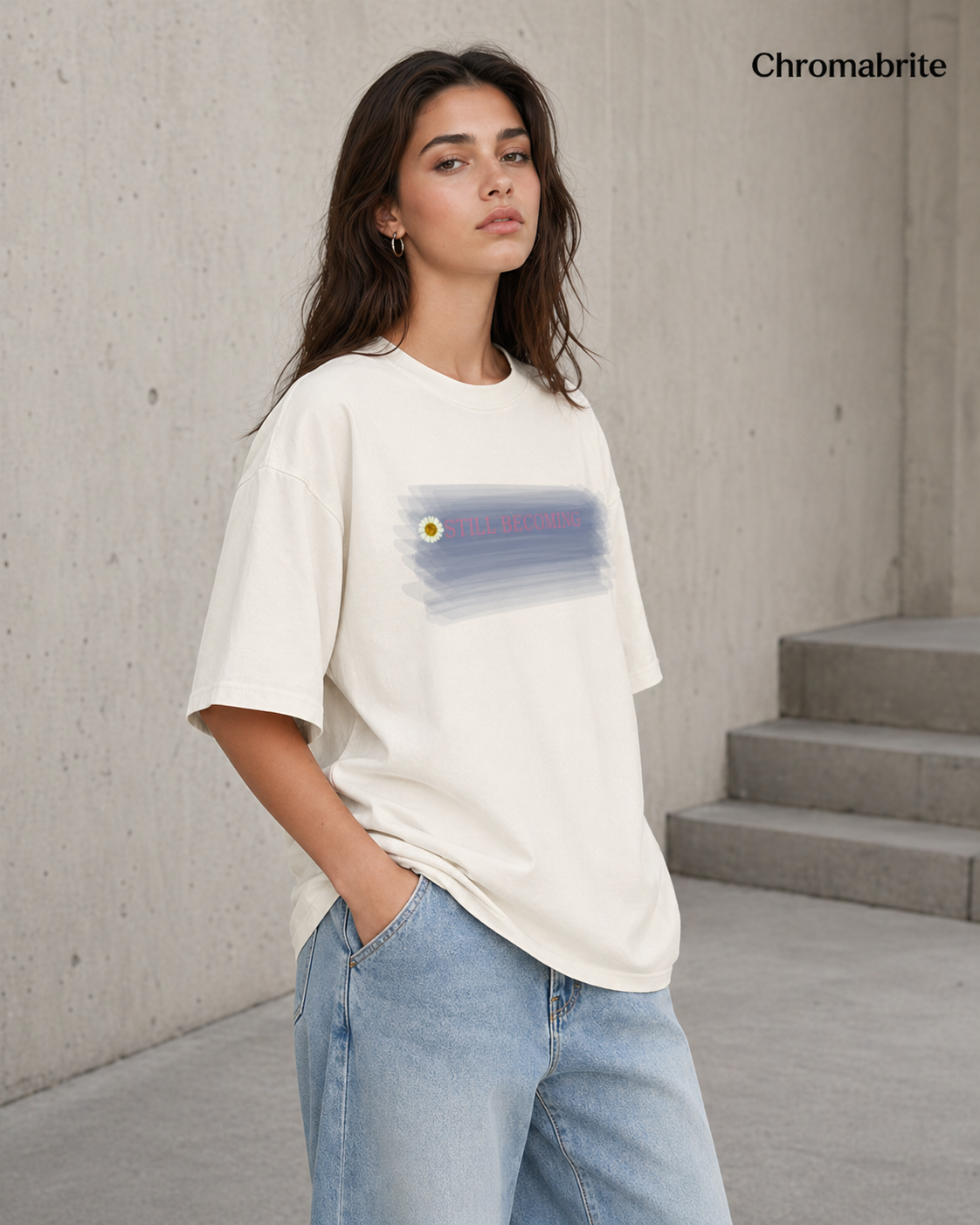 The 'Still Becoming' Brushed Cotton Tee in Cream Vibe ChromaBrite Clothing - 展示5