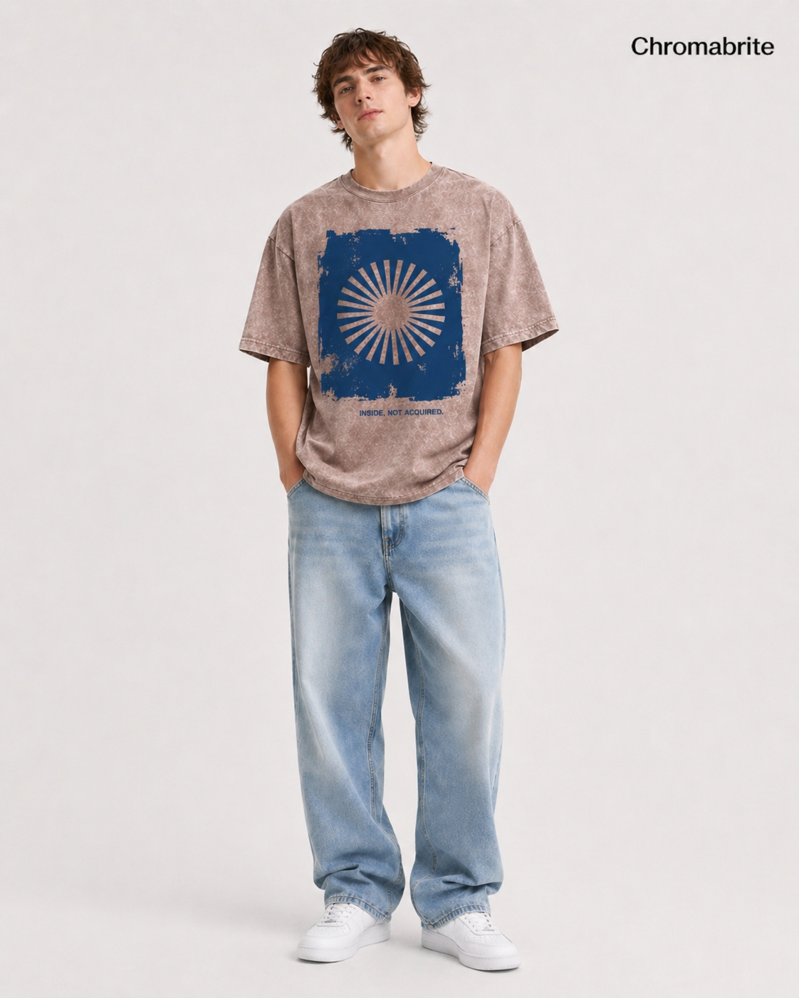 Oversized Tshirts for Men Short Sleeve Vintage Washed Basic Loose Tees THE BLUE SUN ChromaBrite Clothing