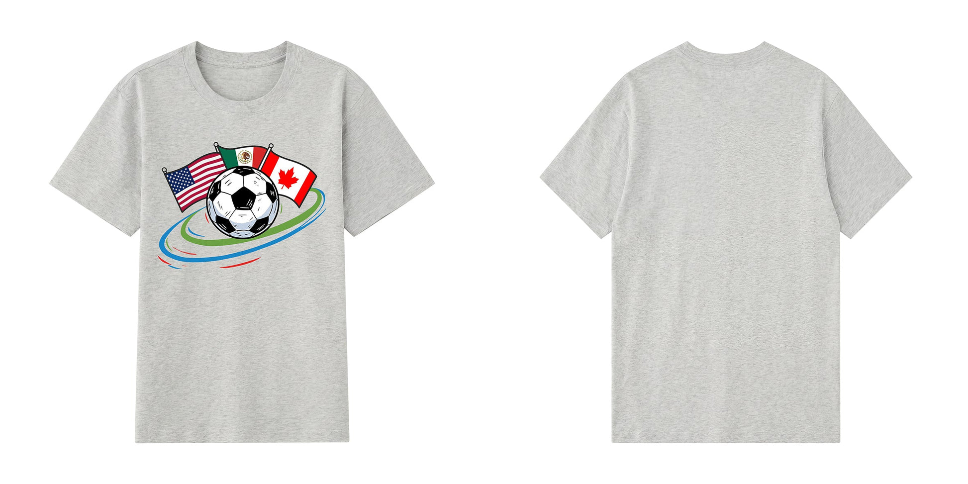 World Cup 2026 Host Nations — USA Mexico Canada Soccer Flag Graphic T-Shirt | Premium 200gsm Cotton | 3 Colors ChromaBrite Clothing