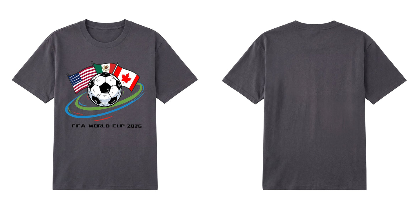World Cup 2026 Host Nations — USA Mexico Canada Flag Soccer T-shirts | Premium 200gsm Cotton | 3 Colors ChromaBrite Clothing