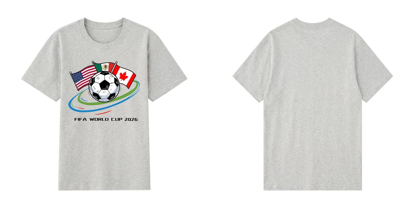 World Cup 2026 Host Nations — USA Mexico Canada Flag Soccer T-shirts | Premium 200gsm Cotton | 3 Colors ChromaBrite Clothing