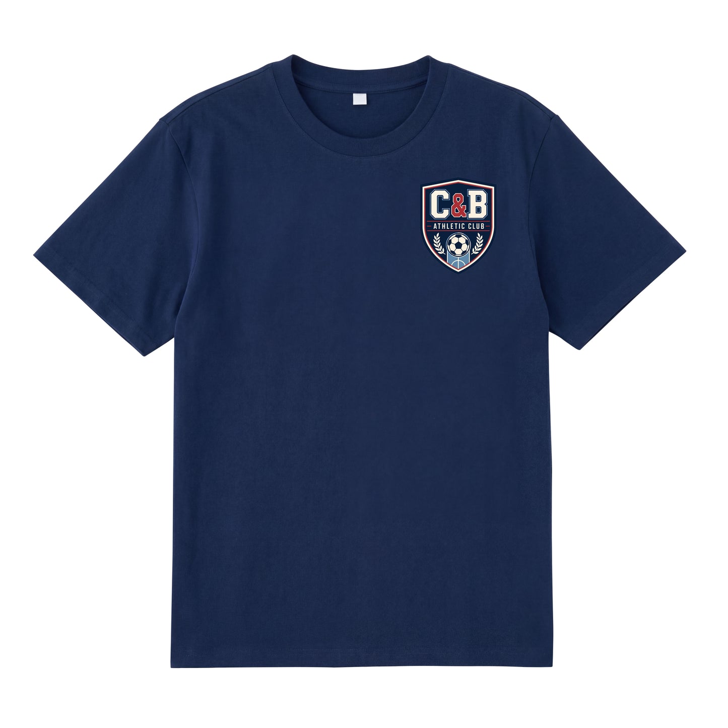 Alternate angle of navy t恤 featuring C&B ATHLETIC CLUB Staple Tee