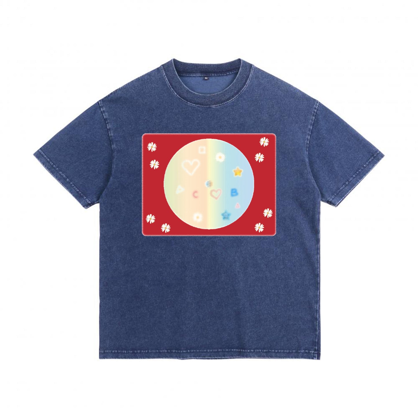 Alternate angle of blue t恤 featuring Candy Spectrum Bloom Denim Washed Tee