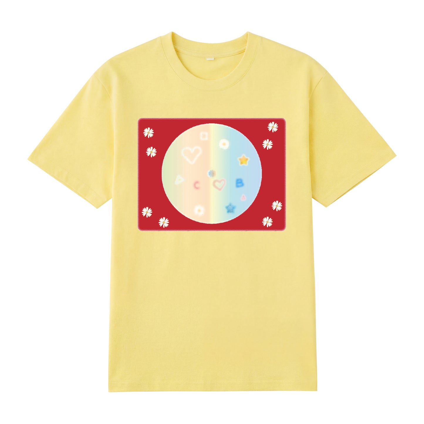 Detail view of yellow t恤 featuring Candy Spectrum Bloom Staple Tee