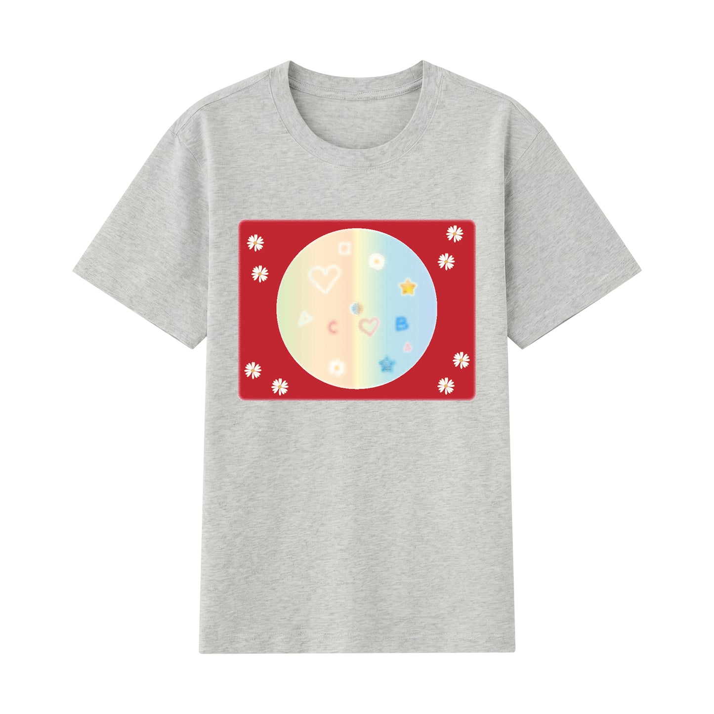Detail view of grey t恤 featuring Candy Spectrum Bloom Staple Tee