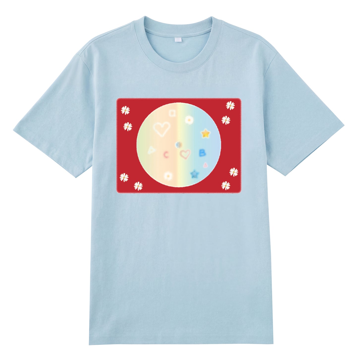 Detail view of blue t恤 featuring Candy Spectrum Bloom Staple Tee