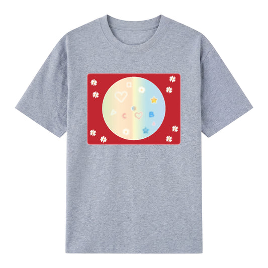 Front view of grey t恤 featuring Candy Spectrum Bloom Staple Tee