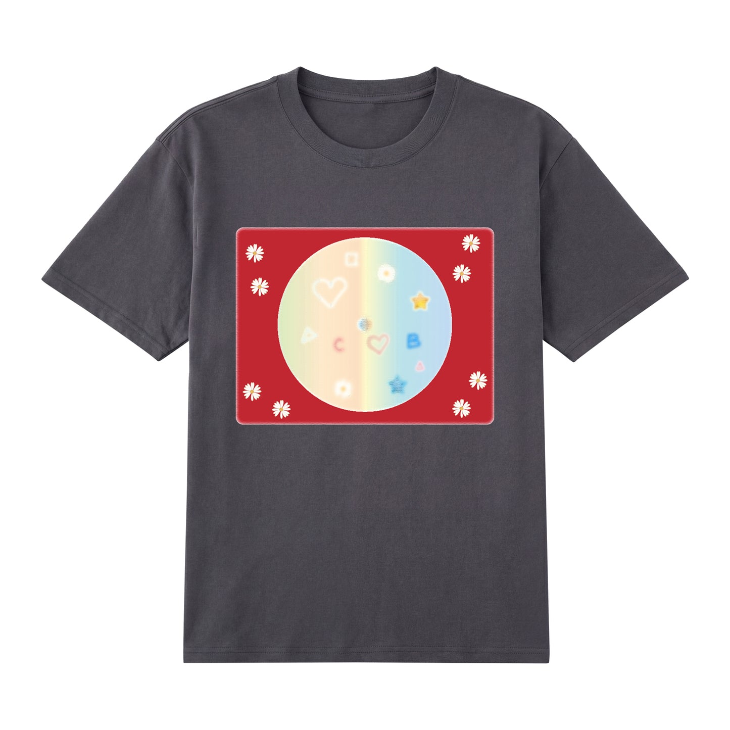 Detail view of grey t恤 featuring Candy Spectrum Bloom Staple Tee