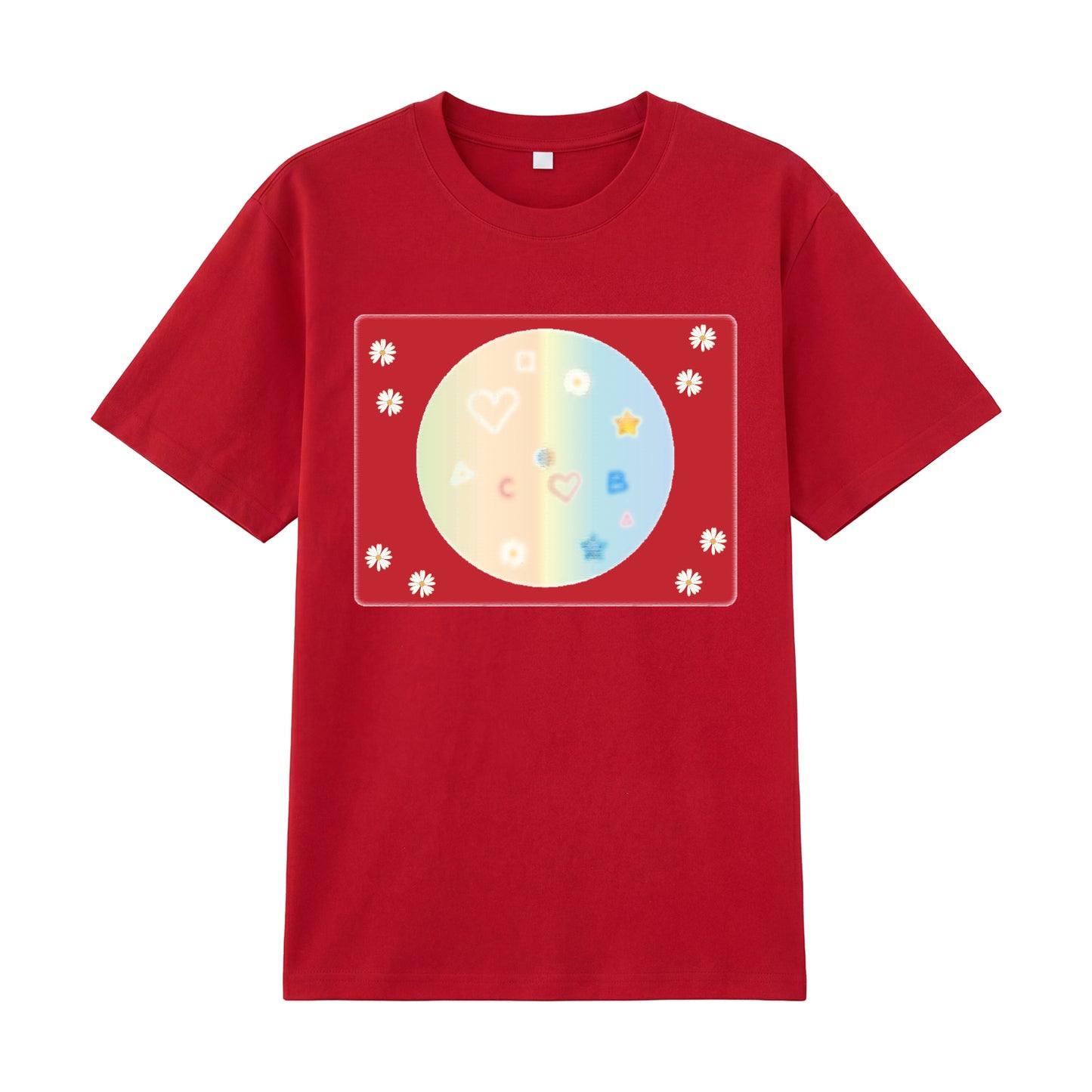 Detail view of red t恤 featuring Candy Spectrum Bloom Staple Tee
