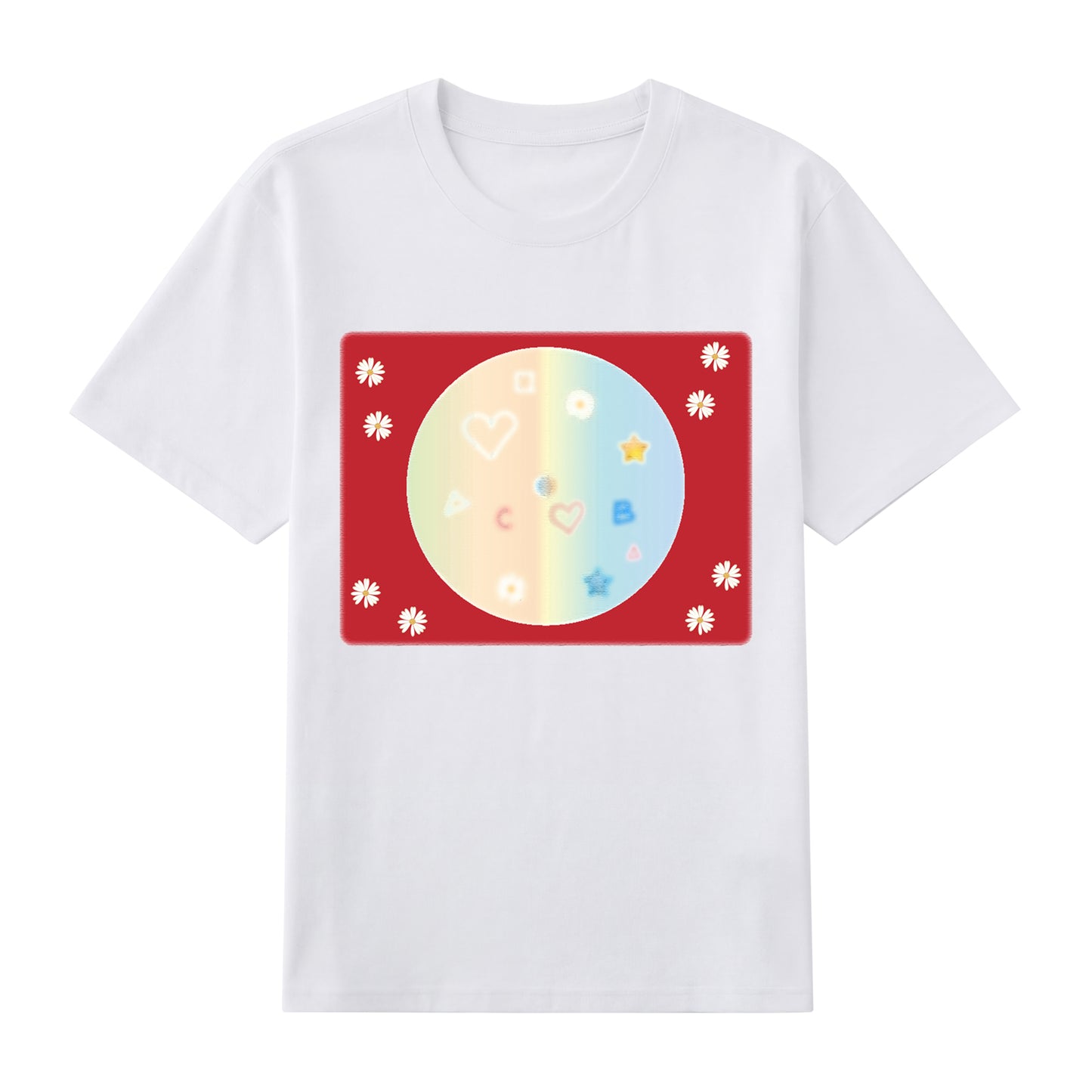 Detail view of white t恤 featuring Candy Spectrum Bloom Staple Tee