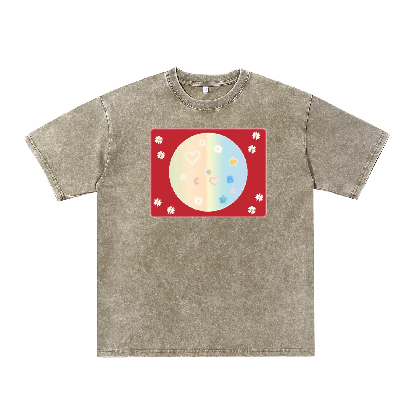 Detail view of green t恤 featuring Candy Spectrum Bloom Vintage Tee