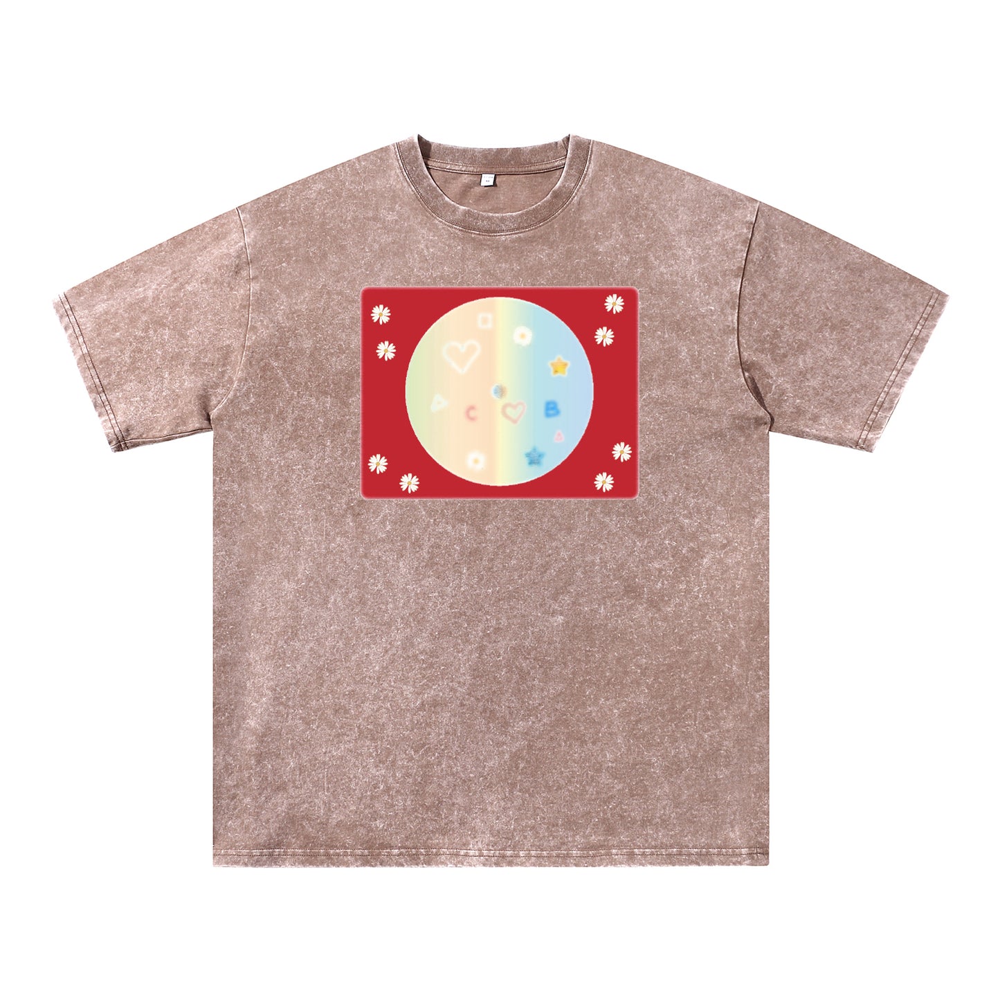 Detail view of brown t恤 featuring Candy Spectrum Bloom Vintage Tee