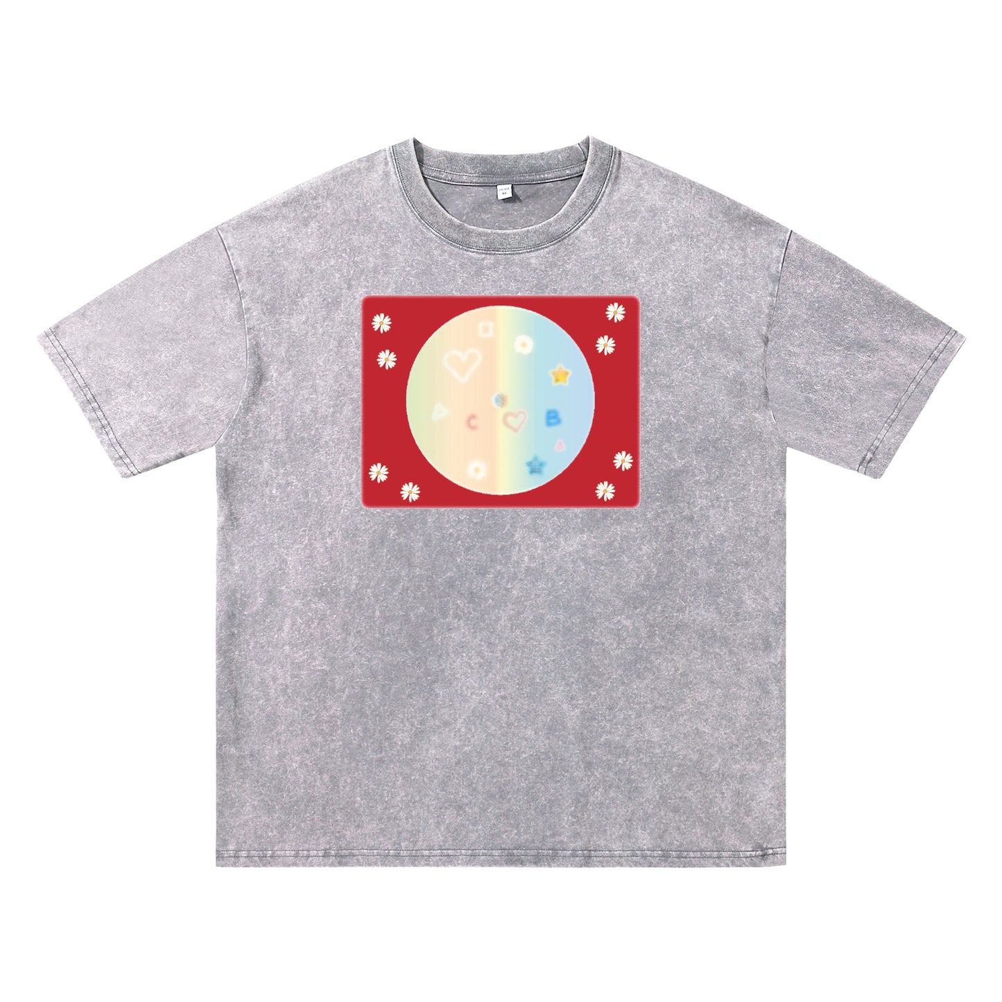 Detail view of grey t恤 featuring Candy Spectrum Bloom Vintage Tee