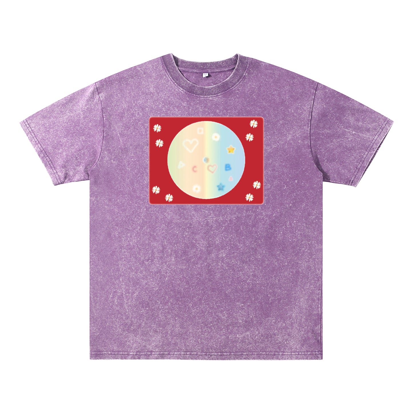 Detail view of purple t恤 featuring Candy Spectrum Bloom Vintage Tee