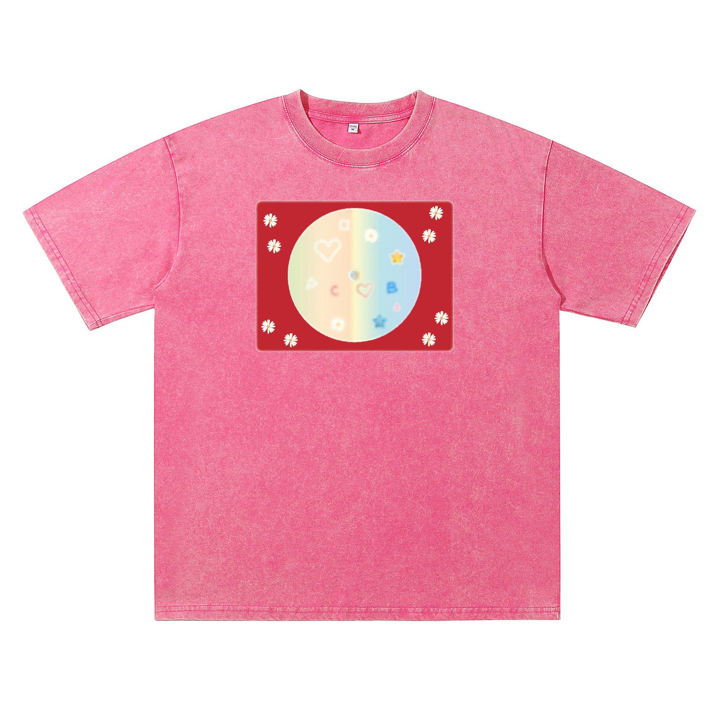 Detail view of red t恤 featuring Candy Spectrum Bloom Vintage Tee - 展示2