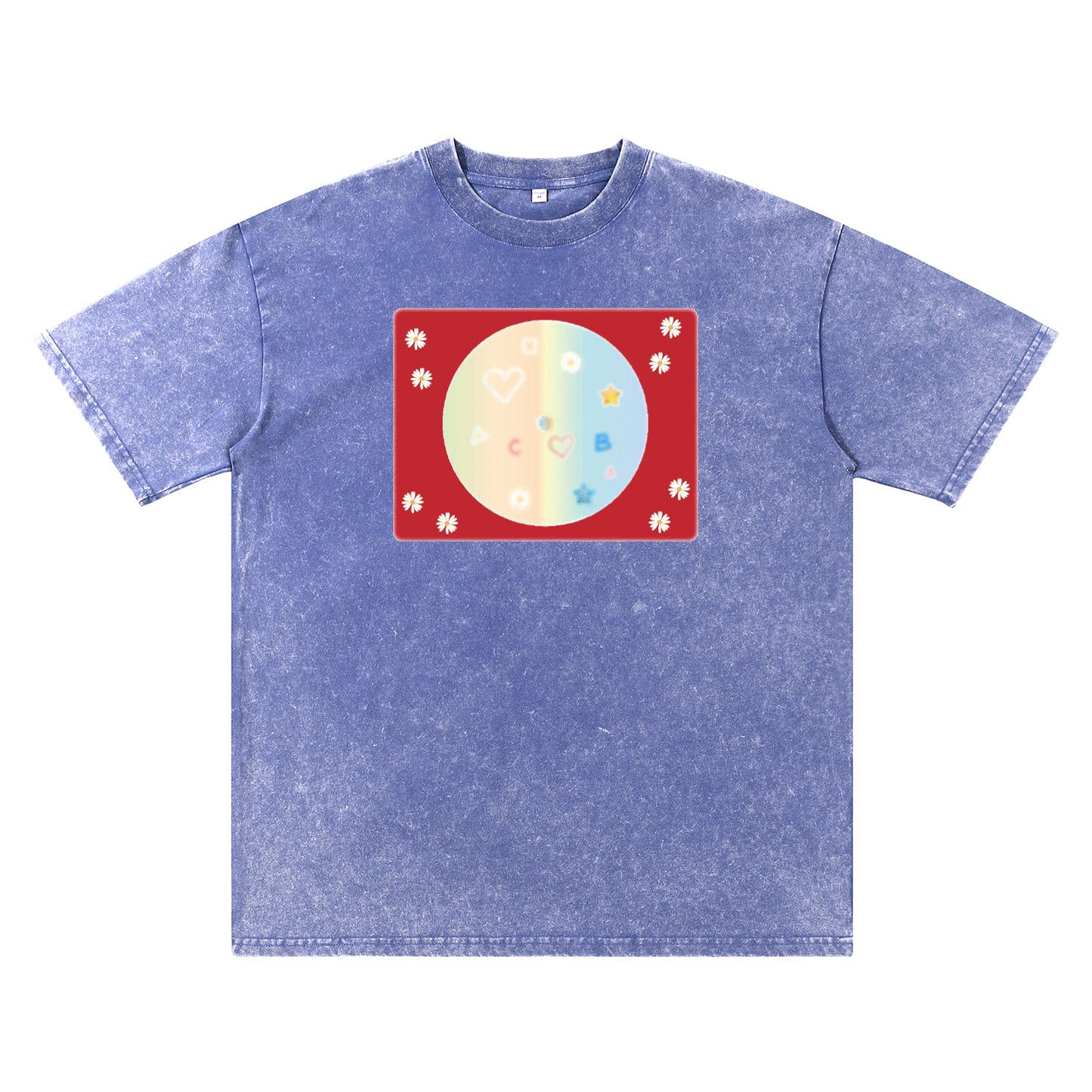 Detail view of blue t恤 featuring Candy Spectrum Bloom Vintage Tee
