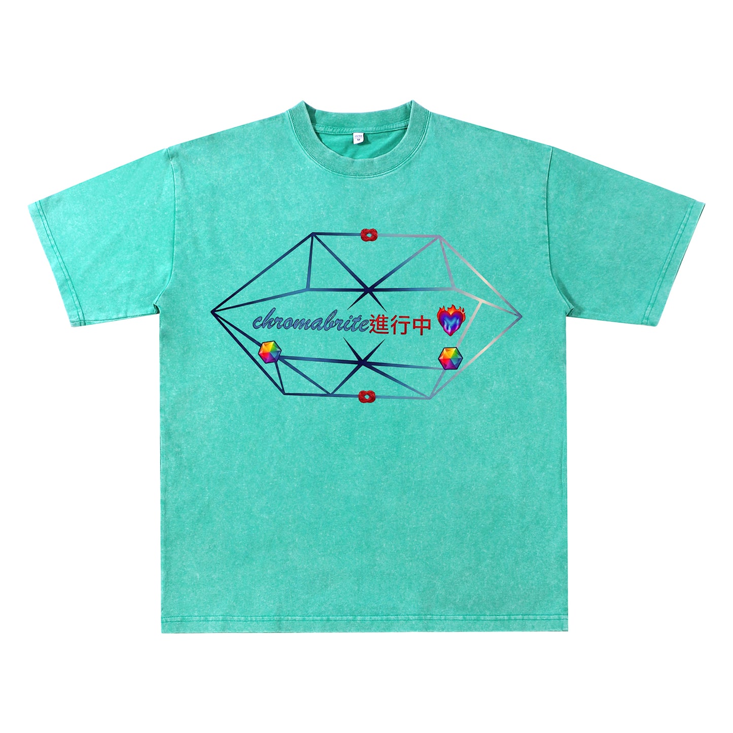 Detail view of green t恤 featuring Chromabrite Breath Vintage Tee