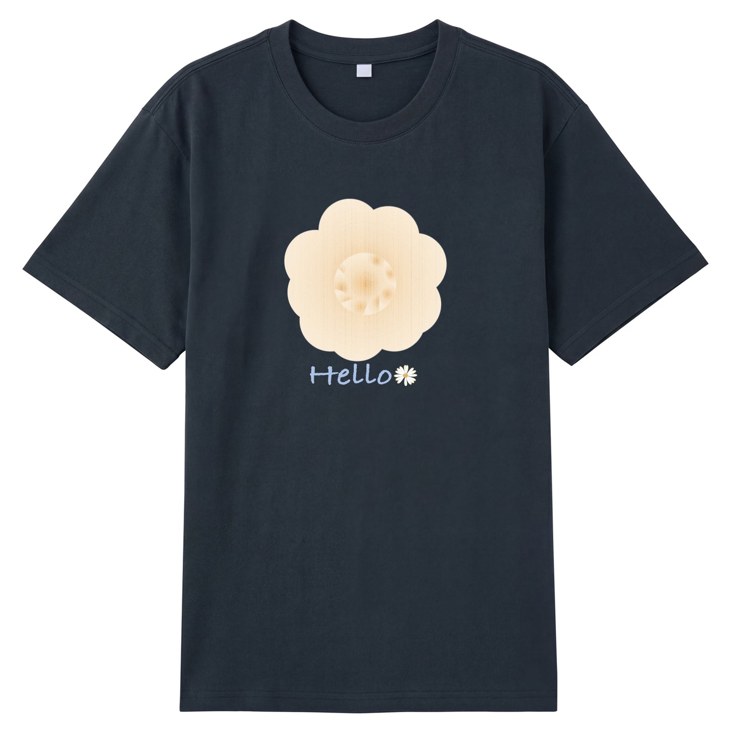 Detail view of gray t恤 featuring Cream Whisper Bloom Staple Tee