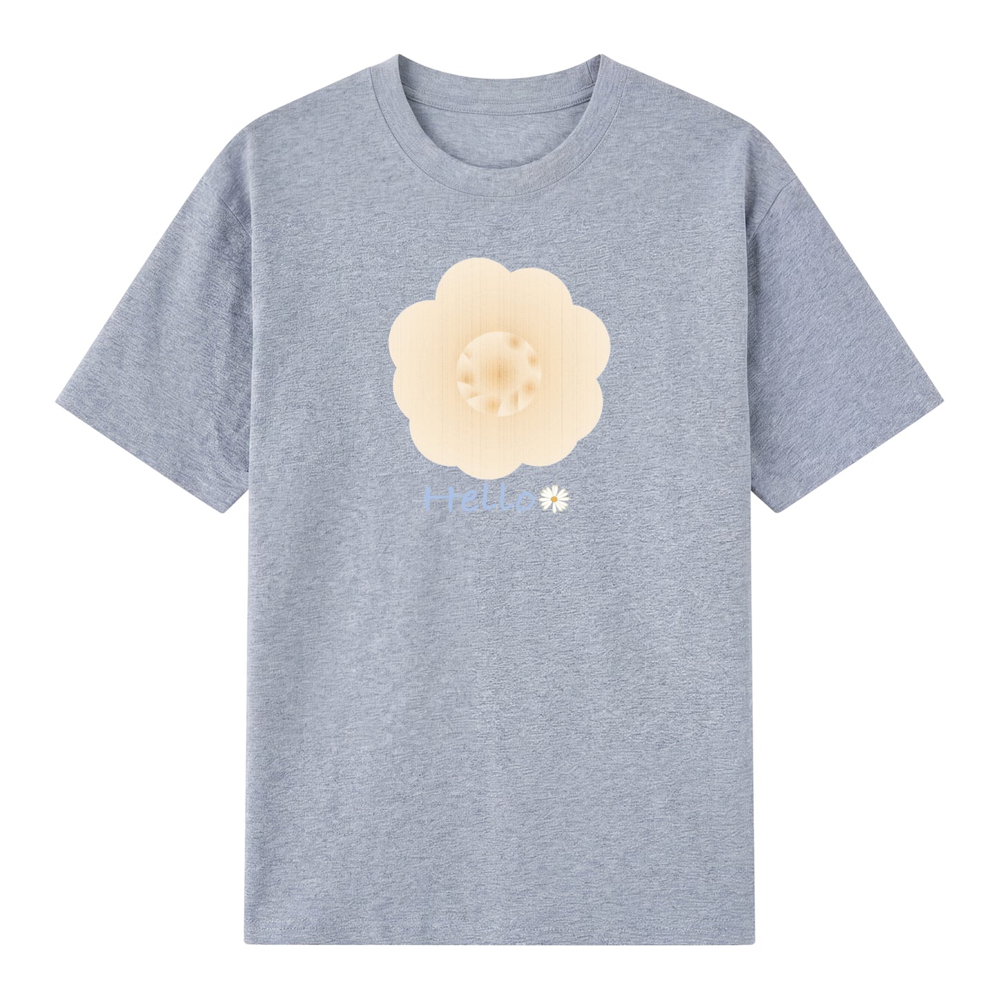 Detail view of gray t恤 featuring Cream Whisper Bloom Staple Tee