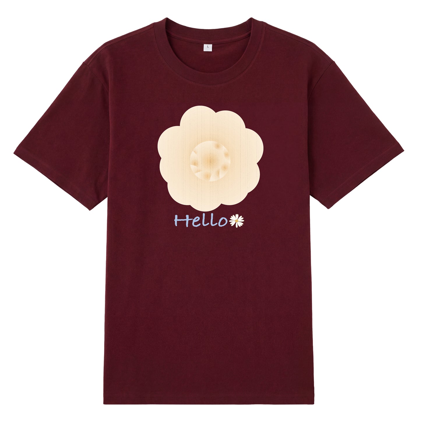 Detail view of red t恤 featuring Cream Whisper Bloom Staple Tee