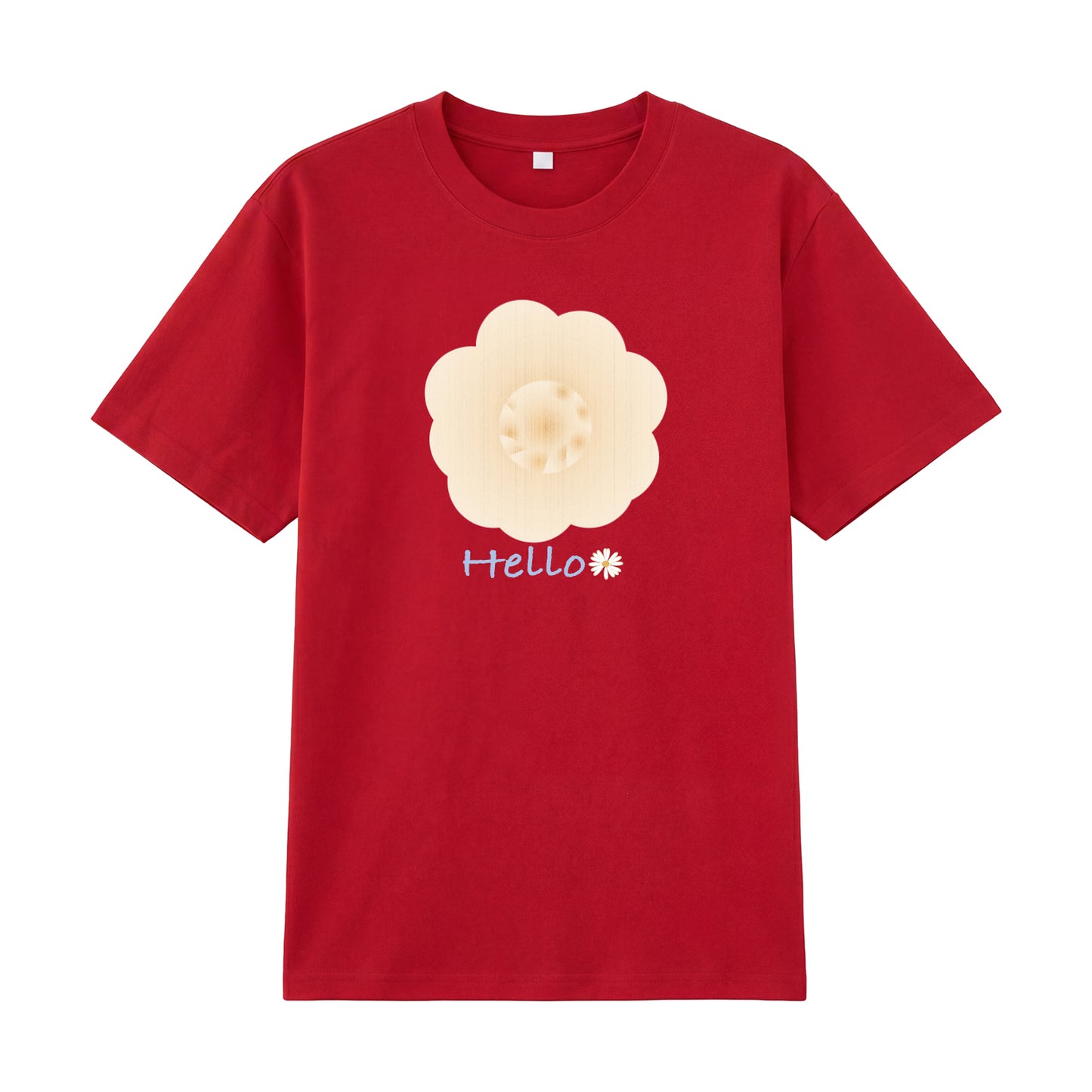 Detail view of red t恤 featuring Cream Whisper Bloom Staple Tee