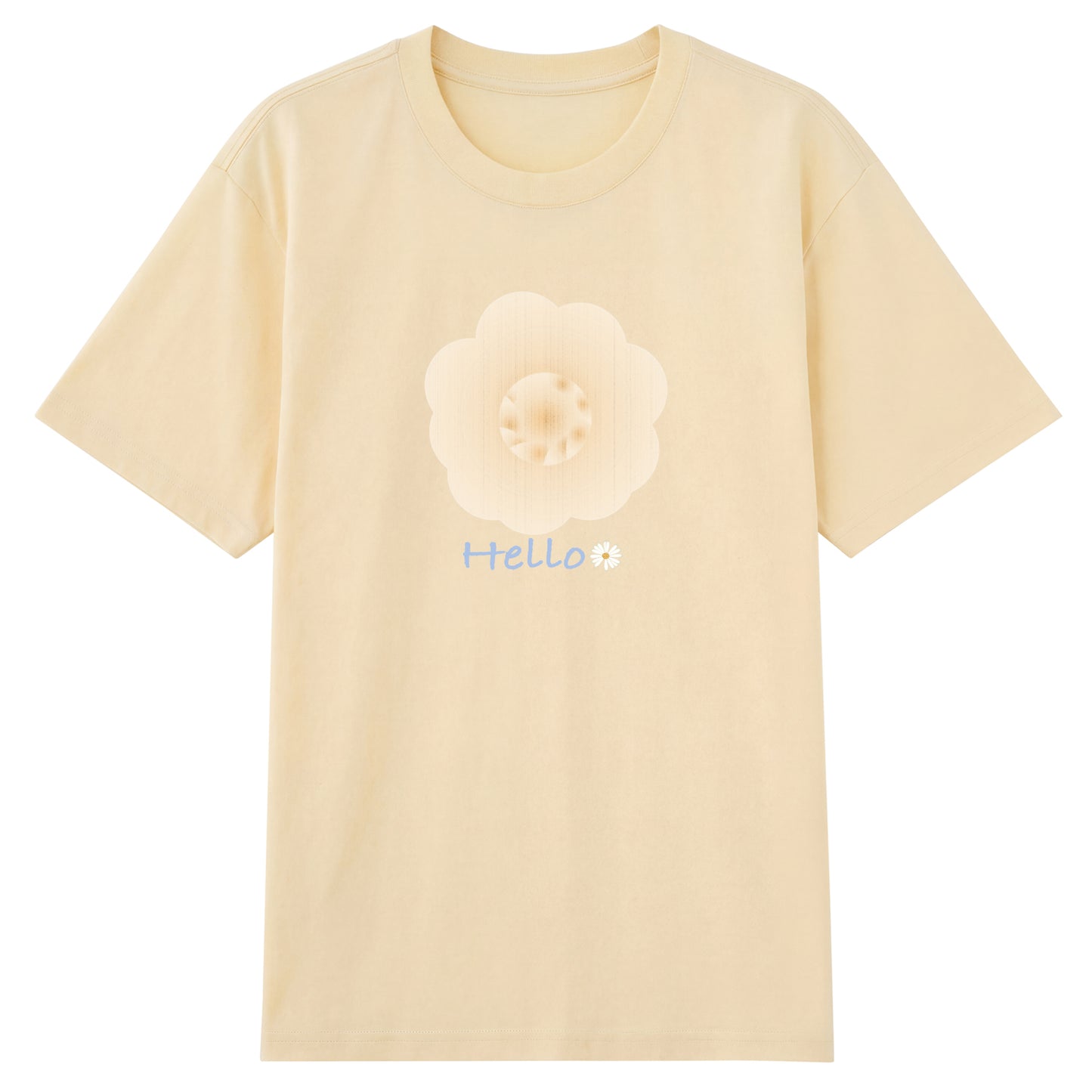 Detail view of cream t恤 featuring Cream Whisper Bloom Staple Tee