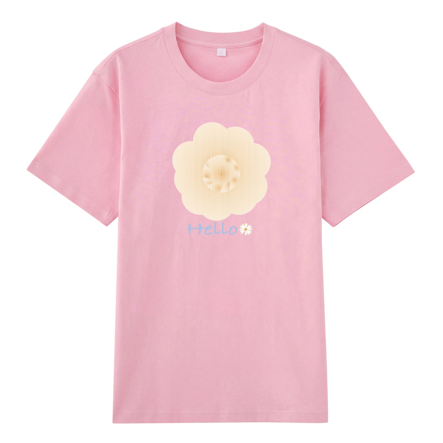 Detail view of pink t恤 featuring Cream Whisper Bloom Staple Tee