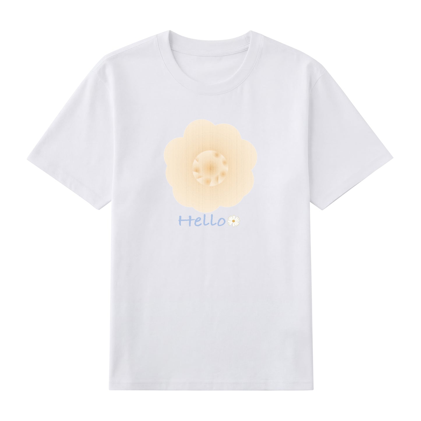 Detail view of white t恤 featuring Cream Whisper Bloom Staple Tee