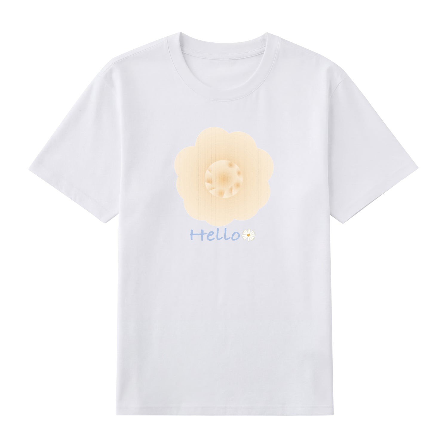 Detail view of white t恤 featuring Cream Whisper Bloom Staple Tee