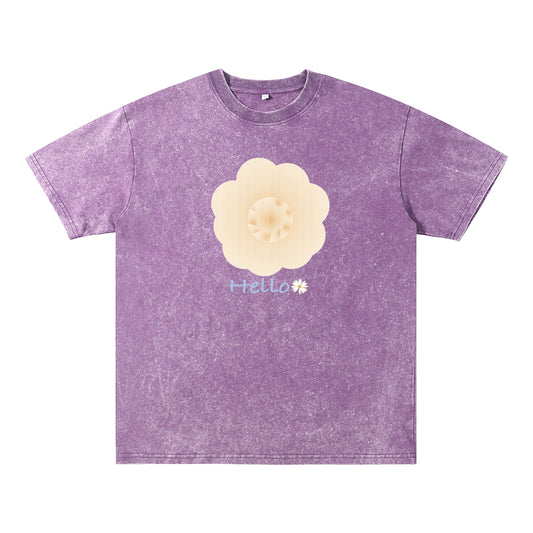 Front view of cream t恤 featuring Cream Whisper Bloom Vintage Tee - 展示2