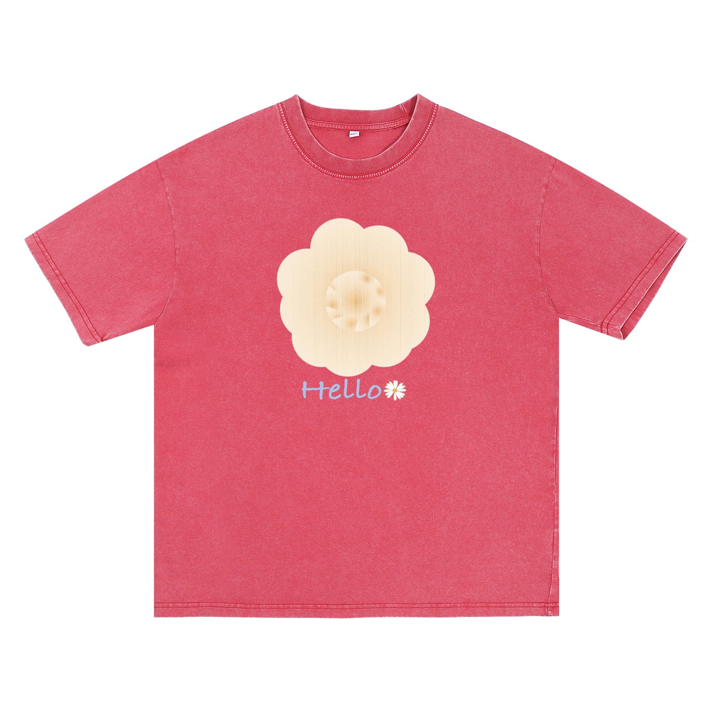 Alternate angle of red t恤 featuring Cream Whisper Bloom Vintage Tee