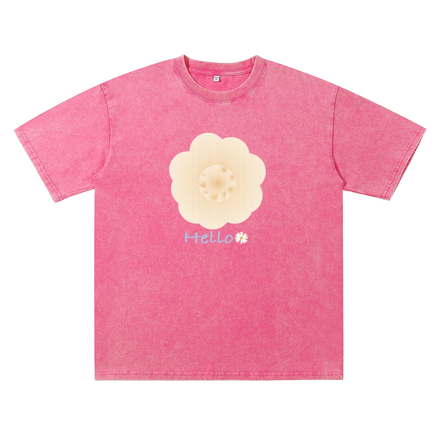 Detail view of red t恤 featuring Cream Whisper Bloom Vintage Tee