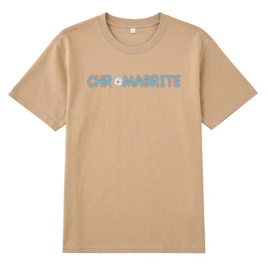 Front view of yellow t恤 featuring Daisy Interlock Wordmark Staple Tee