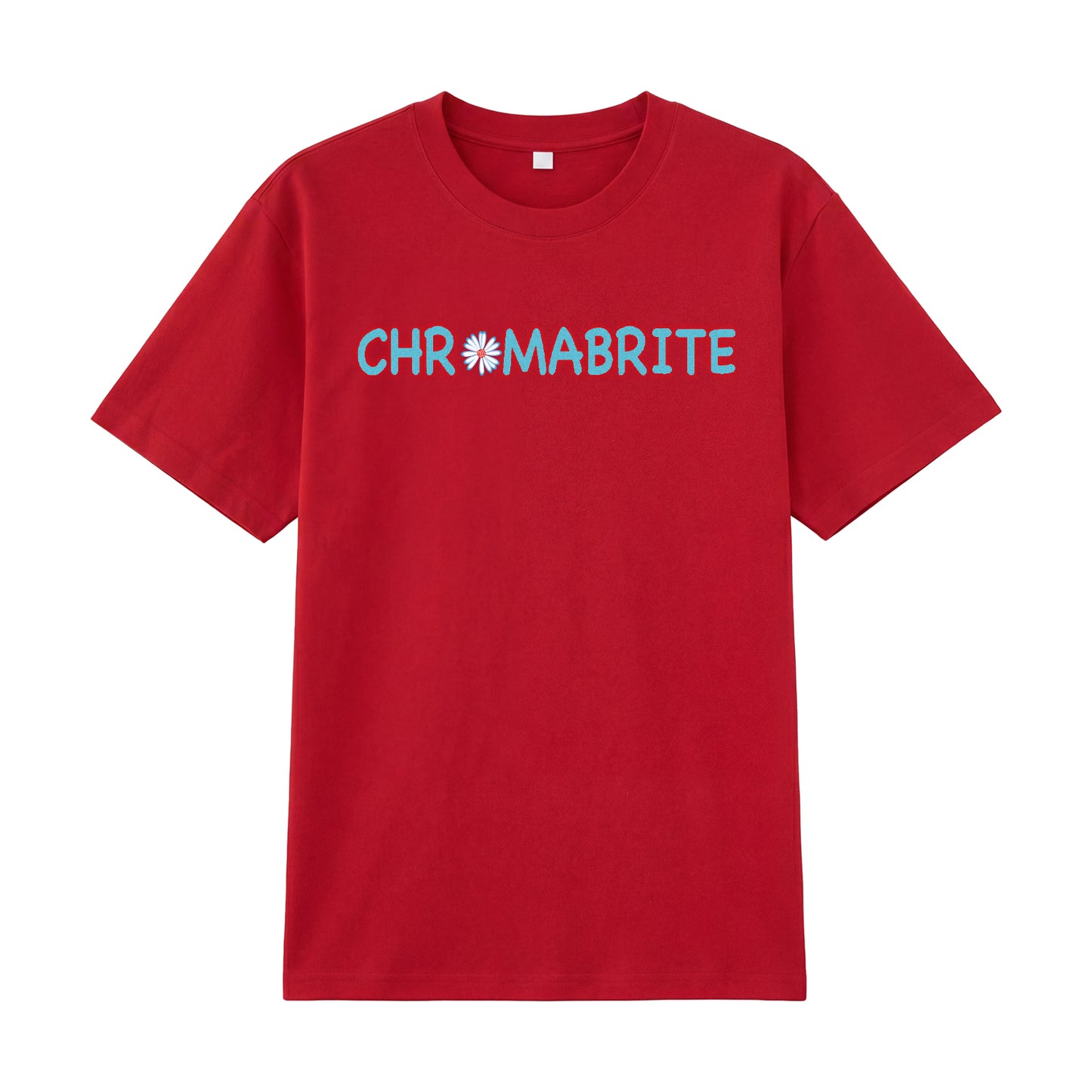 Alternate angle of red t恤 featuring Daisy Interlock Wordmark Staple Tee