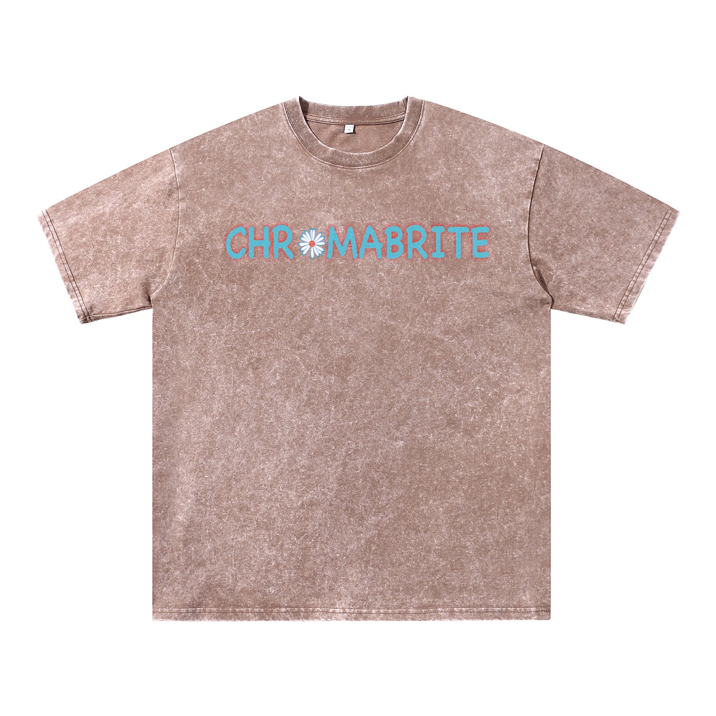 Detail view of brown t恤 featuring Daisy Interlock Wordmark Vintage Tee