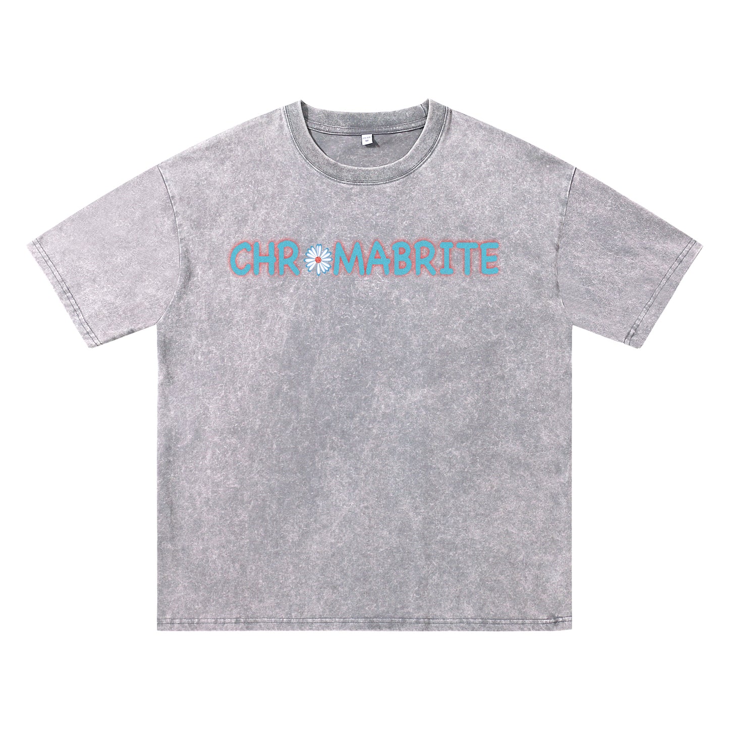Detail view of gray t恤 featuring Daisy Interlock Wordmark Vintage Tee