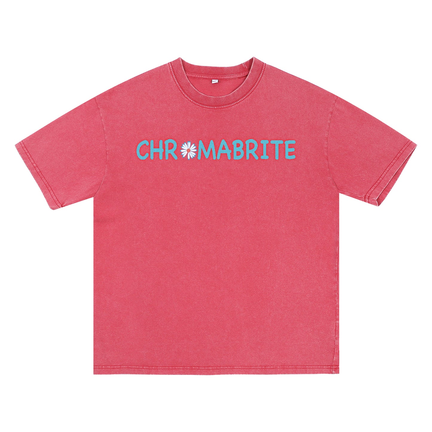 Alternate angle of red t恤 featuring Daisy Interlock Wordmark Vintage Tee